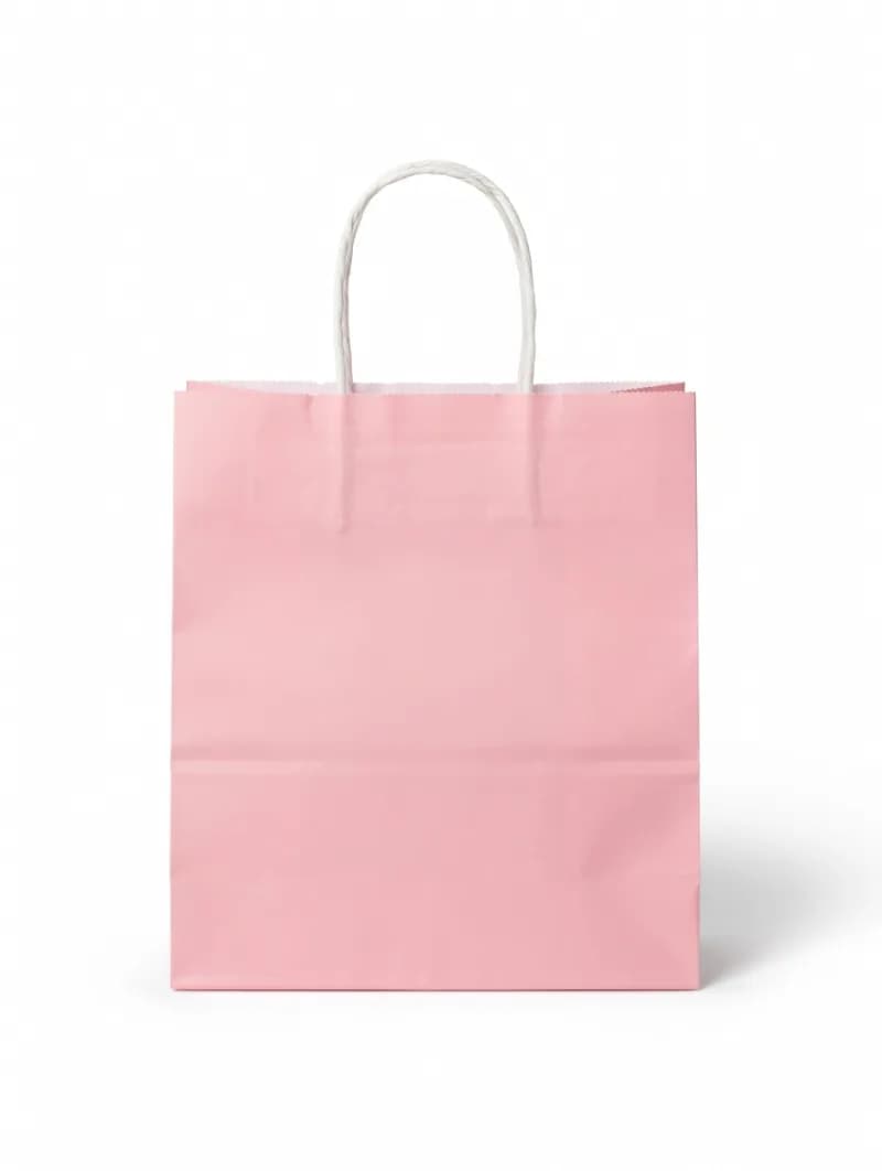 Pink Paper Shopping Bag with Blue Twisted Handles – Premium Retail & Gift Bag